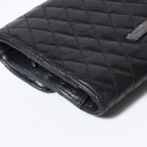 CHROME HEARTS クロムハーツ キルティング レザー ウォレット BSフレア ラムスキン ブラック レザー 美品 中古 4b013626