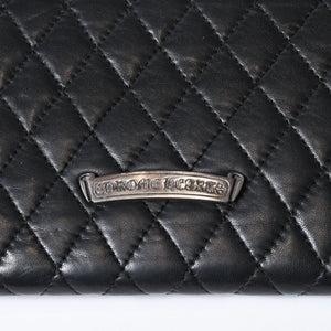 CHROME HEARTS クロムハーツ キルティング レザー ウォレット BSフレア ラムスキン ブラック レザー 美品 中古 4b013626
