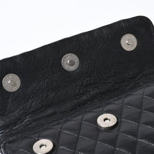 CHROME HEARTS クロムハーツ キルティング レザー ウォレット BSフレア ラムスキン ブラック レザー 美品 中古 4b013626