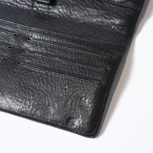 CHROME HEARTS クロムハーツ キルティング レザー ウォレット BSフレア ラムスキン ブラック レザー 美品 中古 4b013626