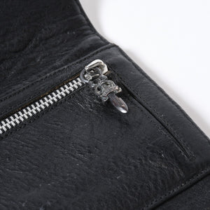 CHROME HEARTS クロムハーツ キルティング レザー ウォレット BSフレア ラムスキン ブラック レザー 美品 中古 4b013626
