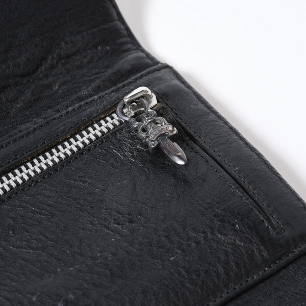 CHROME HEARTS クロムハーツ キルティング レザー ウォレット BSフレア ラムスキン ブラック レザー 美品 中古 4b013626