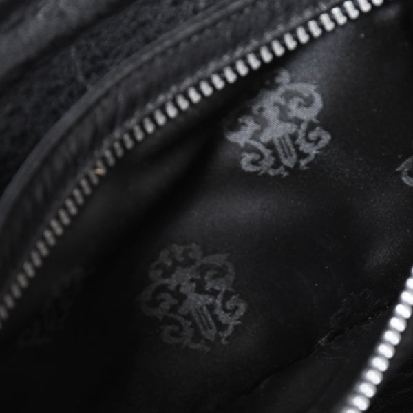 CHROME HEARTS クロムハーツ キルティング レザー ウォレット BSフレア ラムスキン ブラック レザー 美品 中古 4b013626