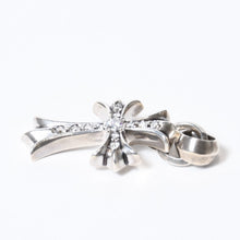Load image into Gallery viewer, 極美品 CHROME HEARTS クロムハーツ CH CRS SML W/BALE スモールCHクロス 12Pダイヤ Wベイルペンダントトップ 重量約22.5g 中古 4b013769