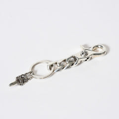 極美品 CHROME HEARTS クロムハーツ ショートクラシックリンク キーリング キーホルダー 2リンク 重量約48.8g シルバー925 中古 4b013749