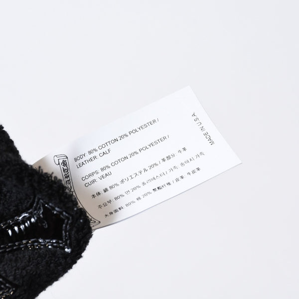 新品未使用 CHROME HEARTS クロムハーツ クロスパッチ リストバンド 二点セット ブレスレット パイル地 ブラック 中古 4b013627
