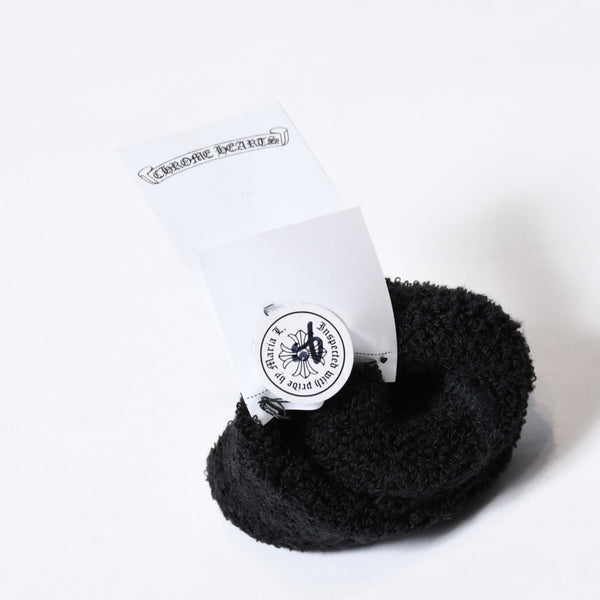 新品未使用 CHROME HEARTS クロムハーツ クロスパッチ リストバンド 二点セット ブレスレット パイル地 ブラック 中古 4b013627