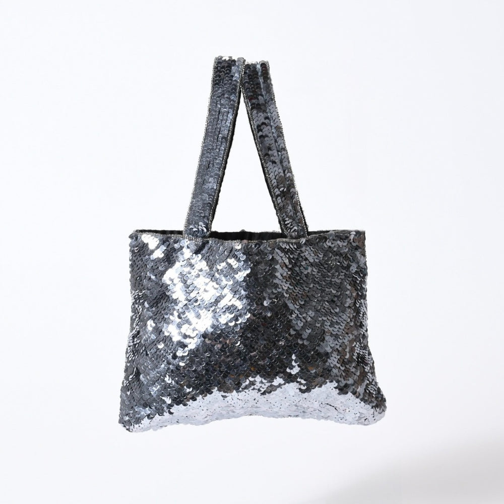 CHANEL シャネル スパンコール ハンドバッグ 5番台 ココマーク ラインストーン シルバー クリア シルバー金具 美品 中古 4b013564