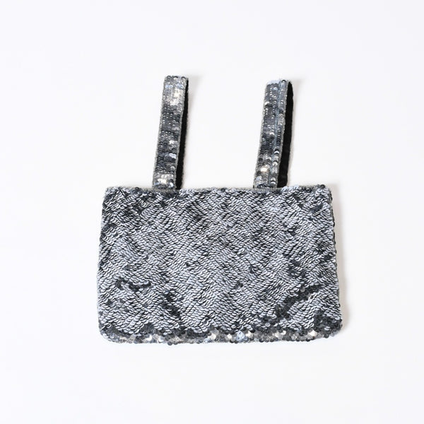 CHANEL シャネル スパンコール ハンドバッグ 5番台 ココマーク ラインストーン シルバー クリア シルバー金具 美品 中古 4b013564