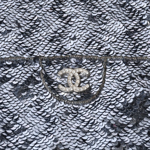 CHANEL シャネル スパンコール ハンドバッグ 5番台 ココマーク ラインストーン シルバー クリア シルバー金具 美品 中古 4b013564