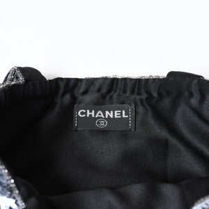 CHANEL シャネル スパンコール ハンドバッグ 5番台 ココマーク ラインストーン シルバー クリア シルバー金具 美品 中古 4b013564