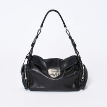 Load image into Gallery viewer, PRADA プラダ 三角ロゴ ショルダーバッグ BT3307 ブラック レザー シルバー金具 美品 中古 4b013429