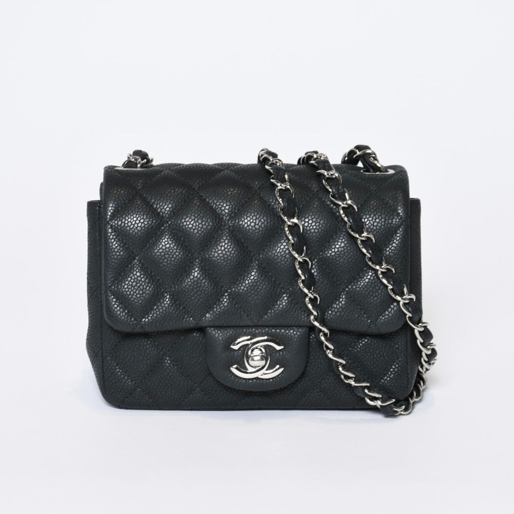 極美品 CHANEL シャネル ミニマトラッセ17 チェーンショルダーバッグ 7番台 ココマーク キャビアスキン ブラック 中古 4b013021