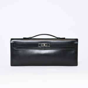 極美品 HERMES エルメス KELLY CUT ケリーカット ハンドバッグ ヴォースイフト ブラック シルバー金具 □L刻印 中古 4b013533