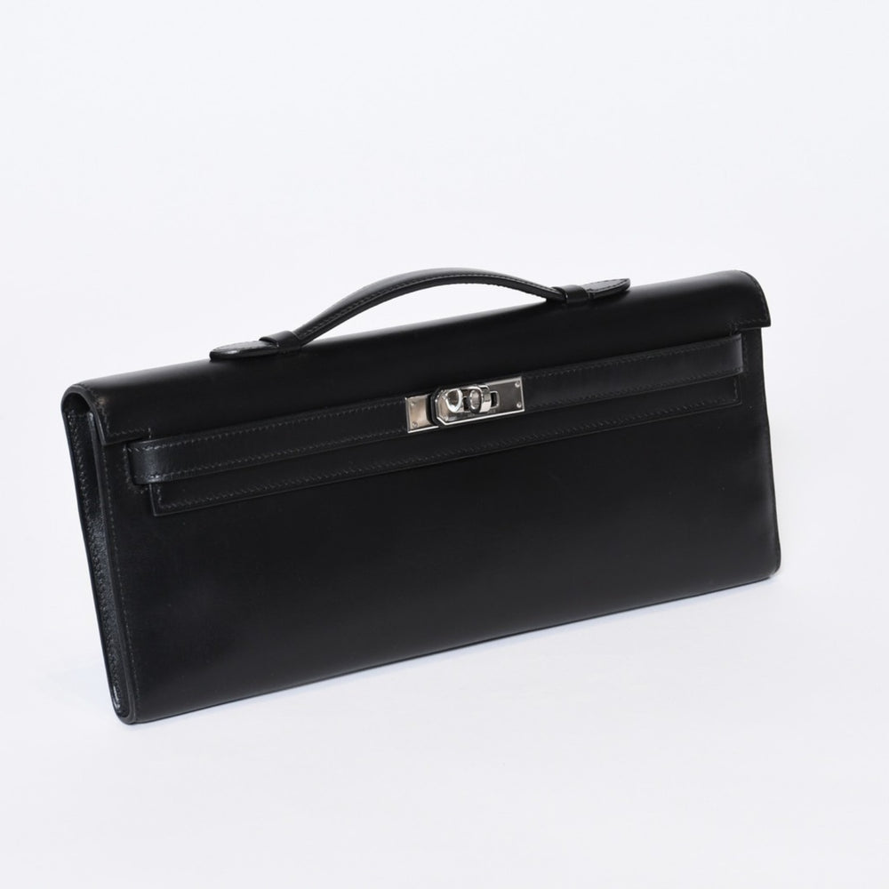 極美品 HERMES エルメス KELLY CUT ケリーカット ハンドバッグ ヴォースイフト ブラック シルバー金具 □L刻印 中古 4b013533