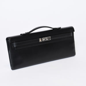 極美品 HERMES エルメス KELLY CUT ケリーカット ハンドバッグ ヴォースイフト ブラック シルバー金具 □L刻印 中古 4b013533