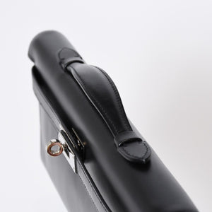 極美品 HERMES エルメス KELLY CUT ケリーカット ハンドバッグ ヴォースイフト ブラック シルバー金具 □L刻印 中古 4b013533