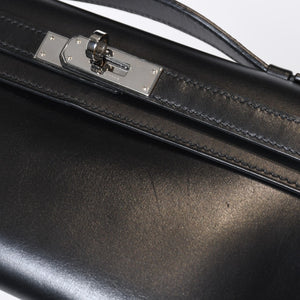 極美品 HERMES エルメス KELLY CUT ケリーカット ハンドバッグ ヴォースイフト ブラック シルバー金具 □L刻印 中古 4b013533