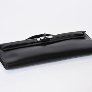 極美品 HERMES エルメス KELLY CUT ケリーカット ハンドバッグ ヴォースイフト ブラック シルバー金具 □L刻印 中古 4b013533
