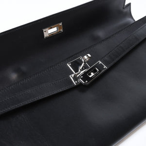 極美品 HERMES エルメス KELLY CUT ケリーカット ハンドバッグ ヴォースイフト ブラック シルバー金具 □L刻印 中古 4b013533