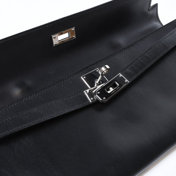 極美品 HERMES エルメス KELLY CUT ケリーカット ハンドバッグ ヴォースイフト ブラック シルバー金具 □L刻印 中古 4b013533