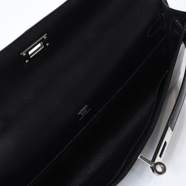 極美品 HERMES エルメス KELLY CUT ケリーカット ハンドバッグ ヴォースイフト ブラック シルバー金具 □L刻印 中古 4b013533