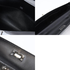 極美品 HERMES エルメス KELLY CUT ケリーカット ハンドバッグ ヴォースイフト ブラック シルバー金具 □L刻印 中古 4b013533