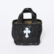 Load image into Gallery viewer, CHROME HEARTS クロムハーツ ミニハンドバッグ CHクロスパッチ 1パッチ カーフレザー ブラック ブルー 美品 中古 4b013116