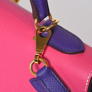 極美品 HERMES エルメス SPO パーソナル ケリー28 外縫い □R刻印 ハンドバッグ ヴォーエプソン ローズパープル アネモネ ゴールド金具 中古 4b013471