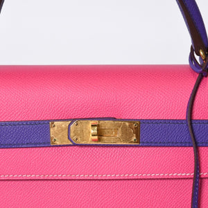 極美品 HERMES エルメス SPO パーソナル ケリー28 外縫い □R刻印 ハンドバッグ ヴォーエプソン ローズパープル アネモネ ゴールド金具 中古 4b013471