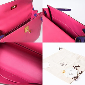 極美品 HERMES エルメス SPO パーソナル ケリー28 外縫い □R刻印 ハンドバッグ ヴォーエプソン ローズパープル アネモネ ゴールド金具 中古 4b013471
