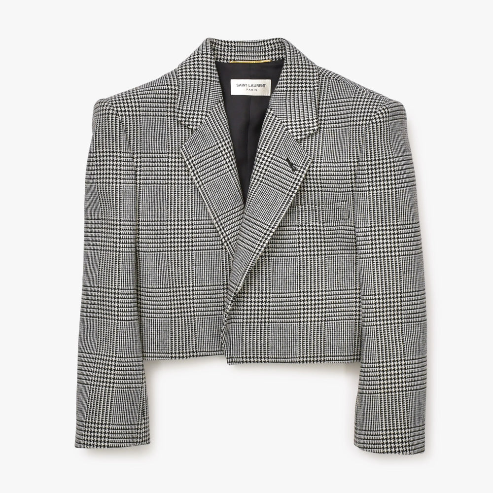 極美品 SAINT LAURENT イヴサンローラン マルチカラー 千鳥柄 ホワイト ブラック サイズ34 中古 4b013328