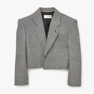 極美品 SAINT LAURENT イヴサンローラン マルチカラー 千鳥柄 ホワイト ブラック サイズ34 中古 4b013328