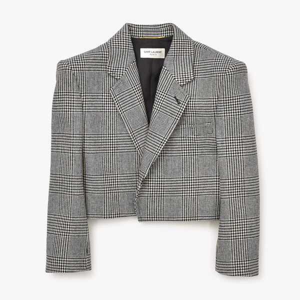 極美品 SAINT LAURENT イヴサンローラン マルチカラー 千鳥柄 ホワイト ブラック サイズ34 中古 4b013328