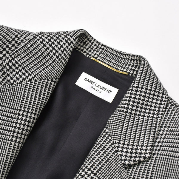 極美品 SAINT LAURENT イヴサンローラン マルチカラー 千鳥柄 ホワイト ブラック サイズ34 中古 4b013328