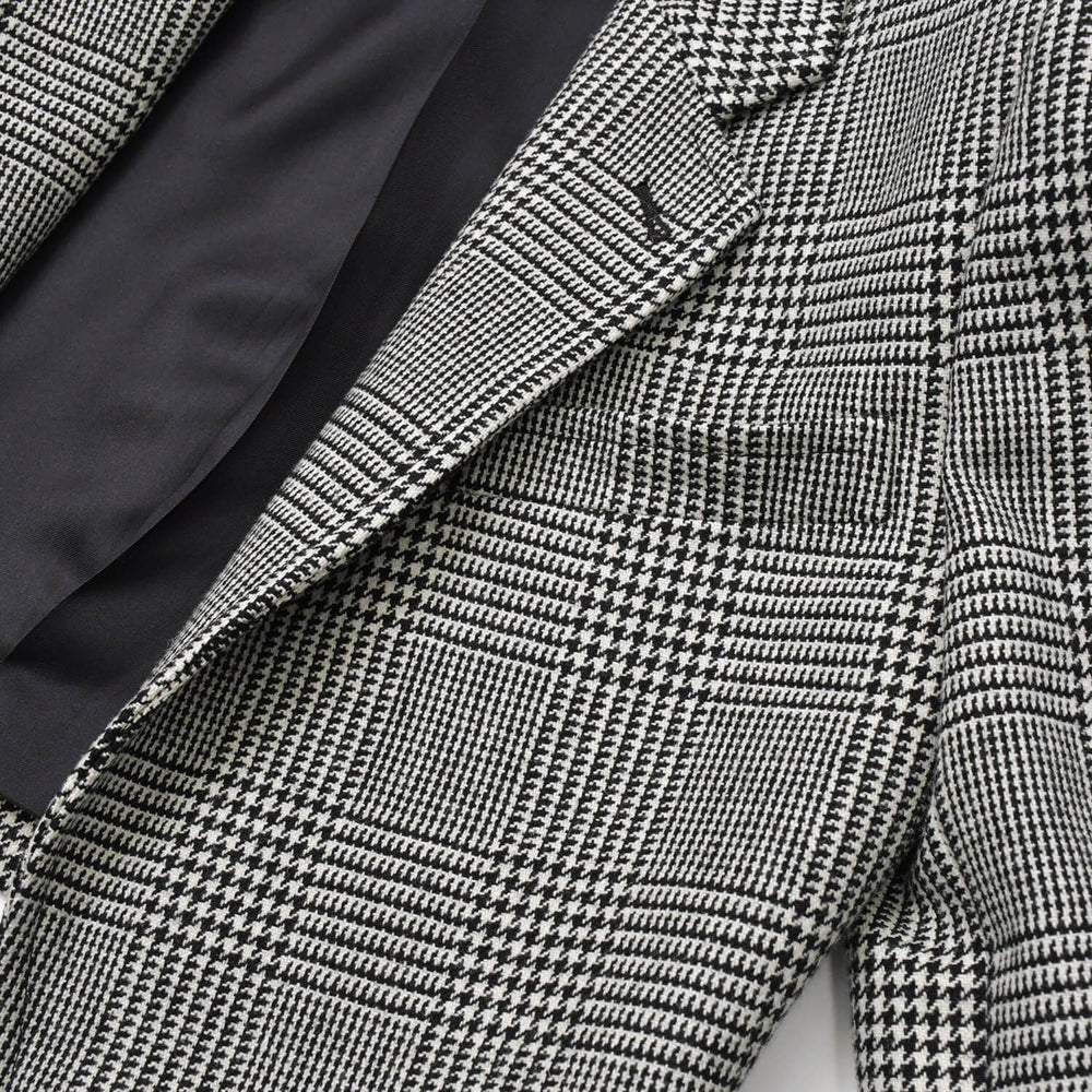 Very Good Condition SAINT LAURENT Yves Saint Laurent Multicolor Houndstooth Pattern White Black Size 34 Used 4b013328