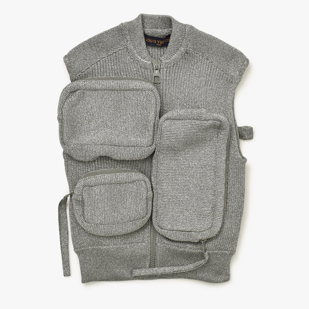 新品同様 LOUIS VUITTON ルイヴィトン × VIRGIL ABLOH ヴァージル アブロー 19SS ベスト RM192 OYW HHN71W サイズS シルバー 中古 4b013356
