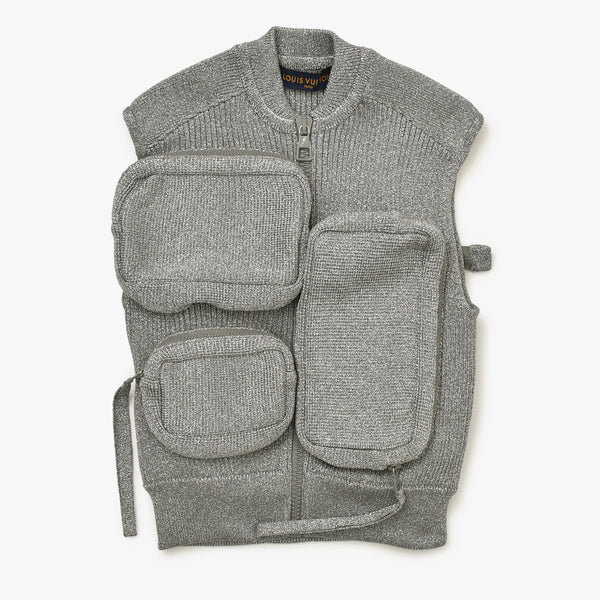 新品同様 LOUIS VUITTON ルイヴィトン × VIRGIL ABLOH ヴァージル アブロー 19SS ベスト RM192 OYW HHN71W サイズS シルバー 中古 4b013356