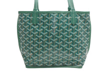 Load image into Gallery viewer, 極美品 GOYARD ゴヤール ハンドバッグ アンジュ ミニポーチ付き リバーシブル グリーン ヘリンボーン柄 PVC レザー 中古 4b013077