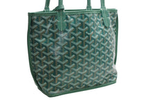 Load image into Gallery viewer, 極美品 GOYARD ゴヤール ハンドバッグ アンジュ ミニポーチ付き リバーシブル グリーン ヘリンボーン柄 PVC レザー 中古 4b013077