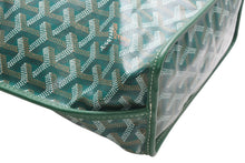 Load image into Gallery viewer, 極美品 GOYARD ゴヤール ハンドバッグ アンジュ ミニポーチ付き リバーシブル グリーン ヘリンボーン柄 PVC レザー 中古 4b013077