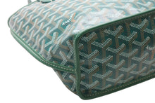 Load image into Gallery viewer, 極美品 GOYARD ゴヤール ハンドバッグ アンジュ ミニポーチ付き リバーシブル グリーン ヘリンボーン柄 PVC レザー 中古 4b013077