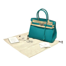 Load image into Gallery viewer, 極美品 HERMES エルメス バーキン30 ハンドバッグ エプソン ブルーパオン シルバー金具 X刻印 中古 4b013470