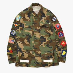 OFF-WHITE オフホワイト カモマルパッチアローフィールド ジャケット OMEL001C99FAB0015601 レッド カモ柄 サイズS 美品 中古 4b013504