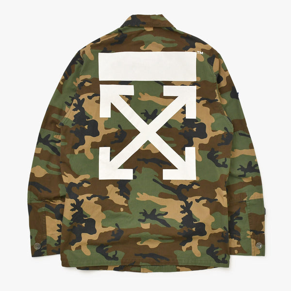 OFF-WHITE オフホワイト カモマルパッチアローフィールド ジャケット OMEL001C99FAB0015601 レッド カモ柄 サイズS 美品 中古 4b013504