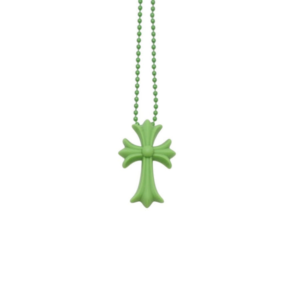 極美品 CHROME HEARTS クロムハーツ ラバースモール CHクロス シリコン ネックレス ラバー グリーン ボールチェーン 中古 4b013515
