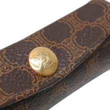 Load image into Gallery viewer, CELINE セリーヌ マカダム リップケース ブラウン レザー キャンバス ゴールド金具 美品 中古 4b013207