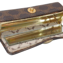 Load image into Gallery viewer, CELINE セリーヌ マカダム リップケース ブラウン レザー キャンバス ゴールド金具 美品 中古 4b013207