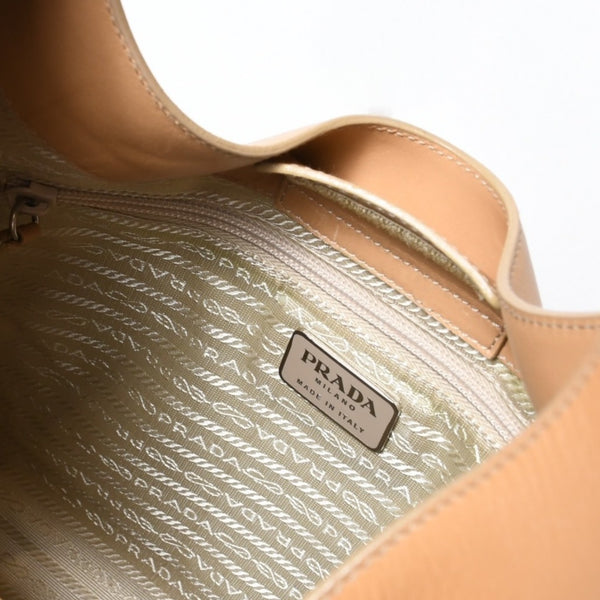 PRADA プラダ ワンショルダーバッグ ハンドバッグ ベージュ レザー 美品 中古 4b013214