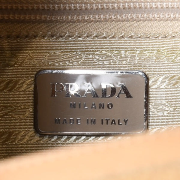 PRADA プラダ ワンショルダーバッグ ハンドバッグ ベージュ レザー 美品 中古 4b013214